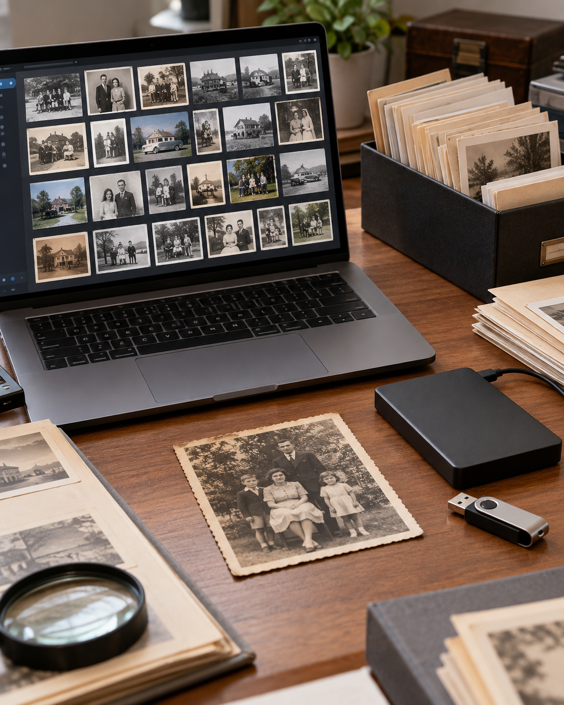 Arquivos digitais organizados de um acervo fotográfico restaurado.